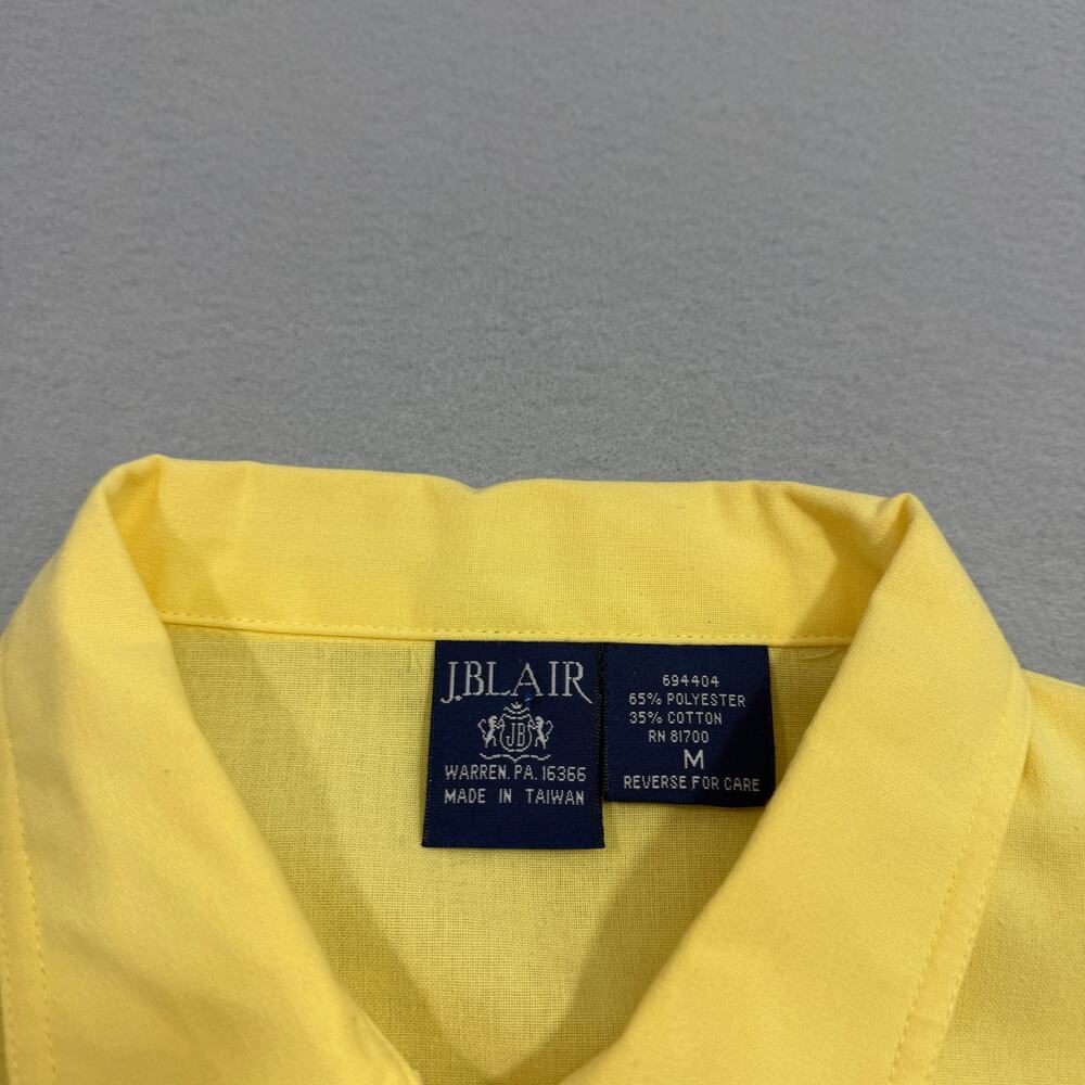 Vintage John Blair Full Zip Polo Shirt Men's Medium Yellow 90s Preppy Rockabilly - Picture 4 of 7